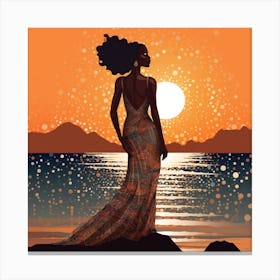 Afro-American Woman At Sunset Canvas Print