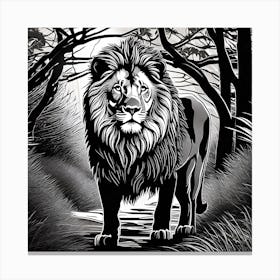 Lion In The Forest 32 Canvas Print