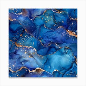 Blue And Gold Abstract Painting 1 Canvas Print