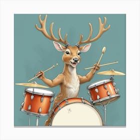 Deer Drumming Canvas Print