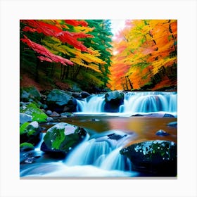 Autumn Forest Waterfall Canvas Print