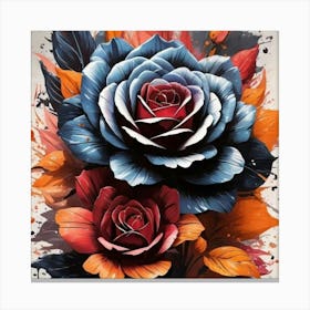 Roses And Leaves Canvas Print