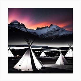 Teepees At Night 19 Canvas Print