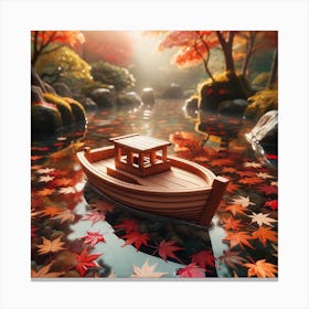 Boat In Autumn Leaves Canvas Print