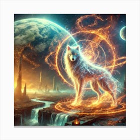 Fire Wolf Symbolic Presence Portrait Canvas Print