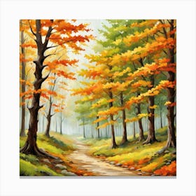 Forest In Autumn In Minimalist Style Square Composition 211 Canvas Print