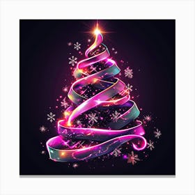 Vector Illustration Glowing Neon Christmas Tree.Generated AI. Wall Art Print Canvas Print