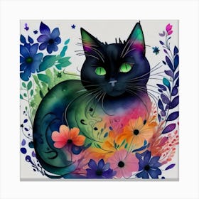 Cat With Flowers 1 Canvas Print