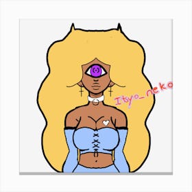 Alien afro girl v3 Canvas Print