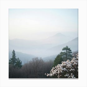 White Flowers In The Mist Canvas Print