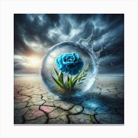 Blue Flower In A Glass Canvas Print