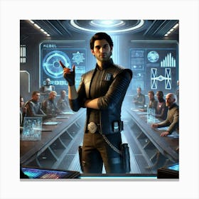 A Sci Fi Scene Showcasing Kaden Malric Charismatic Negotiator Canvas Print