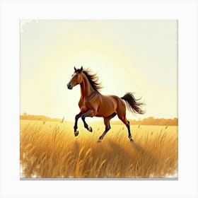 Horse Galloping In The Field Canvas Print