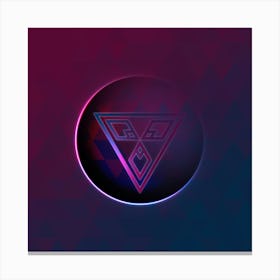 Geometric Neon Glyph on Jewel Tone Triangle Pattern 495 Canvas Print