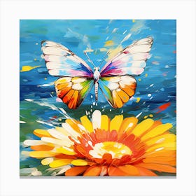 Butterfly On A Flower Canvas Print