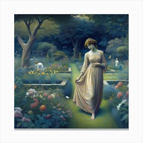 Lady In The Garden 5 Canvas Print