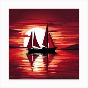 Sailboat At Sunset 11 Canvas Print