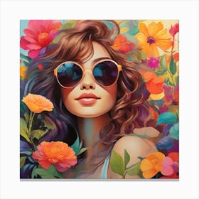 Girl With Flowers 12 Canvas Print