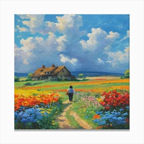Girl In A Field Canvas Print
