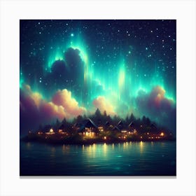 ethereal and dreamlike depiction of the Northern Lights, 2 Canvas Print