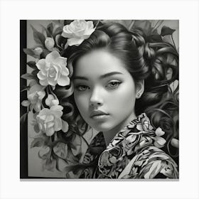 Black And White Portrait Canvas Print