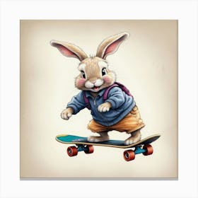 Bunny On Skateboard 2 Canvas Print