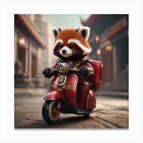 Red Panda On A Scooter1 Canvas Print