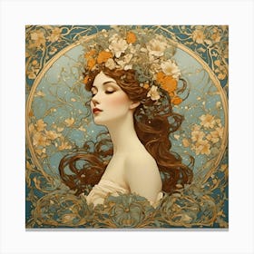 Art Nouveau-Inspired Art Print of a Girl Canvas Print