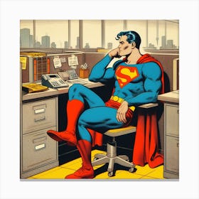 Superman sitting at a cubical, 1930's comic 3 Canvas Print