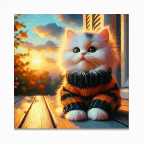 Cat In Sweater Canvas Print