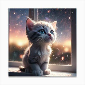 Kitten In The Window Canvas Print