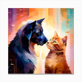 Dog And Cat Canvas Print