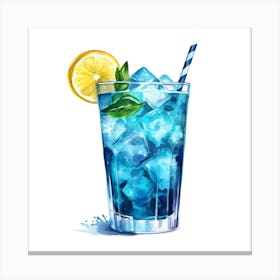 Blue Drink With Lemon Canvas Print