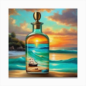 Bottle At Sunset Canvas Print