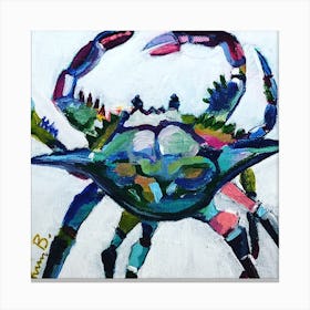 Rainbow Crab Square Canvas Print
