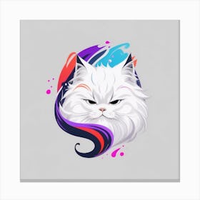 White Cat With Colorful Paint Canvas Print