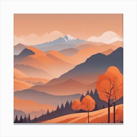 Misty mountains background in orange tone 23 Canvas Print