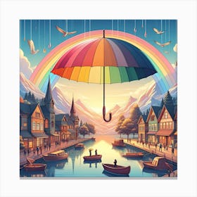 Rainbow Umbrella Canvas Print