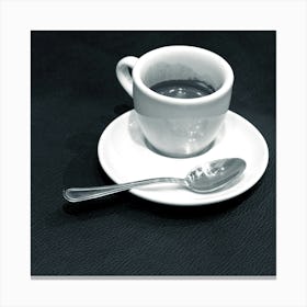 Ristretto Expresso Cup Italian Minimal Black And White Monochrome Photo Photography Square Kitchen Dining Cafe Canvas Print