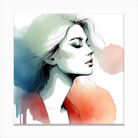 Watercolor Portrait Of A Woman 5 Canvas Print