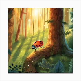 Ladybug In The Forest Canvas Print