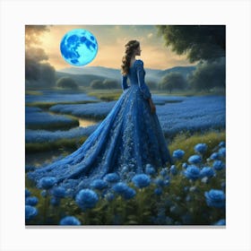 Girl In Blue Dress Canvas Print