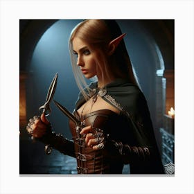 Elf Girl With Swords Canvas Print