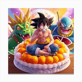 Dragon Ball cake with goku!! Canvas Print