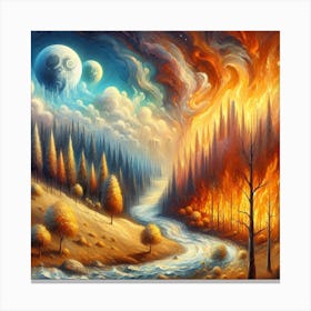 Fire In The Forest Canvas Print