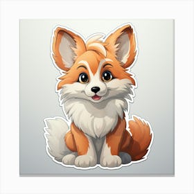 Corgi Sticker Canvas Print