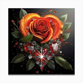 Heart and beautiful red rose 17 Canvas Print