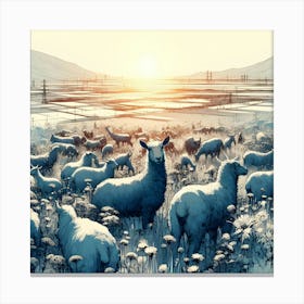 Sheep In The Snow Canvas Print