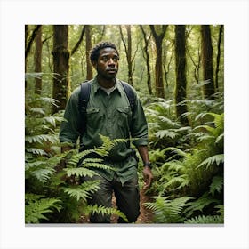 Man Walking Through A Forest Canvas Print