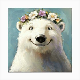 Polar Bear With Flower Crown 3 Stampe su tela